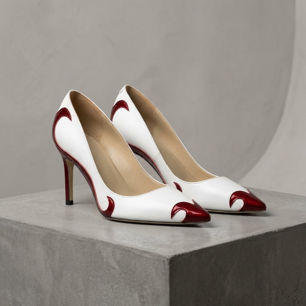 Leah™ | Zapatos de tacón stiletto bicolor con punta fina