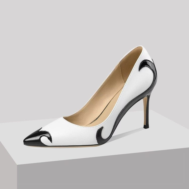 Leah™ | Zapatos de tacón stiletto bicolor con punta fina