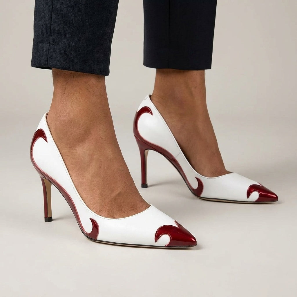 Leah™ | Zapatos de tacón stiletto bicolor con punta fina