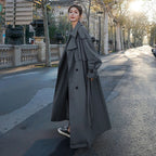 Audrey™ | Gabardina larga oversize cruzada con cinturón
