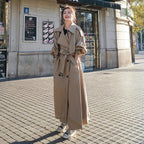 Audrey™ | Gabardina larga oversize cruzada con cinturón