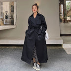 Audrey™ | Gabardina larga oversize cruzada con cinturón
