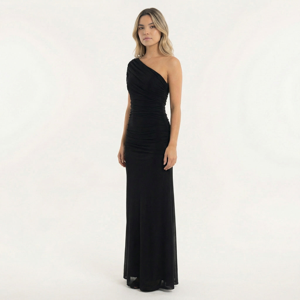 Josephine™ | Vestido largo de fiesta asimétrico con fruncido
