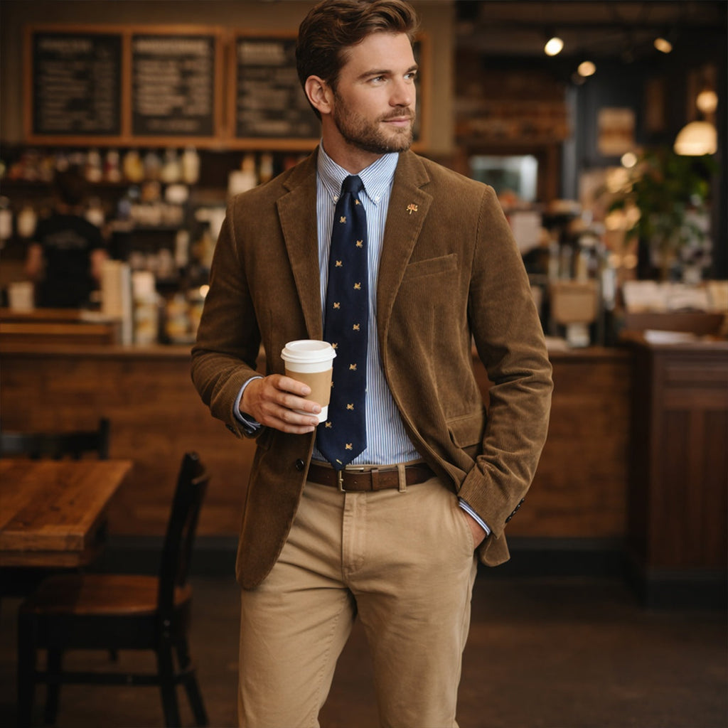 Jesse™ | Blazer de pana entallado con forro estampado
