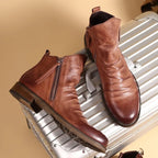 Caleb™ | Botines Chelsea de piel con cremallera lateral