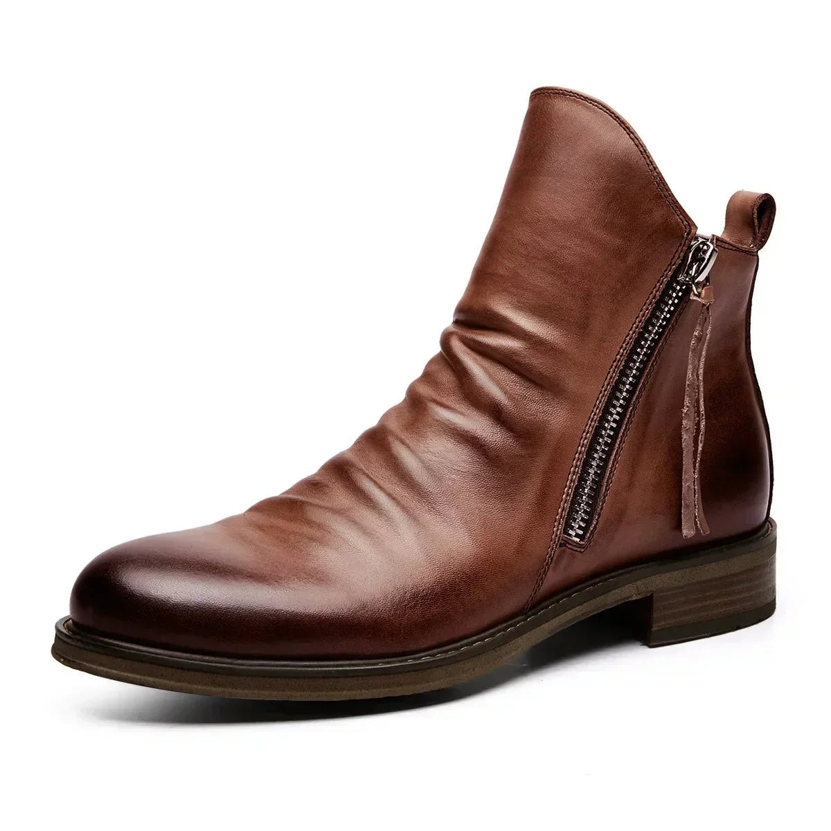 Caleb™ | Botines Chelsea de piel con cremallera lateral