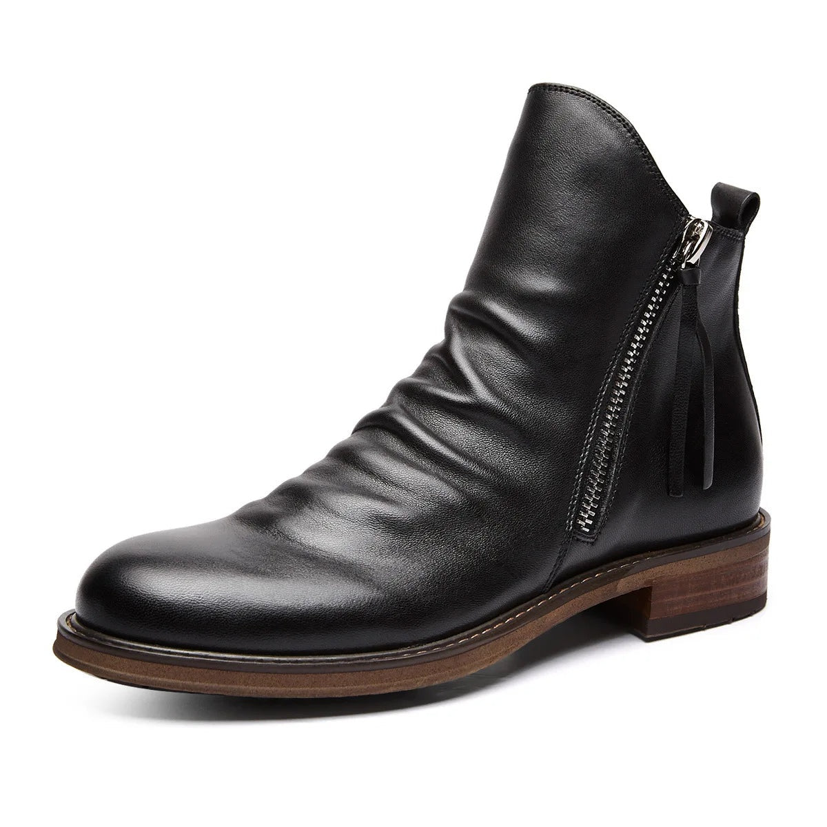 Caleb™ | Botines Chelsea de piel con cremallera lateral