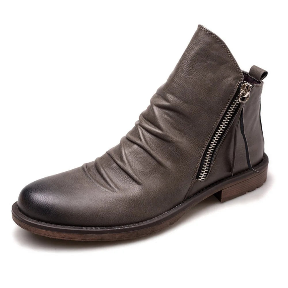 Caleb™ | Botines Chelsea de piel con cremallera lateral