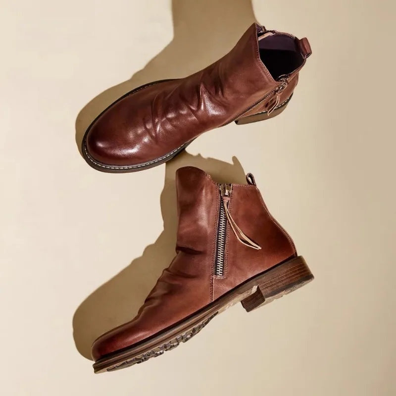 Caleb™ | Botines Chelsea de piel con cremallera lateral