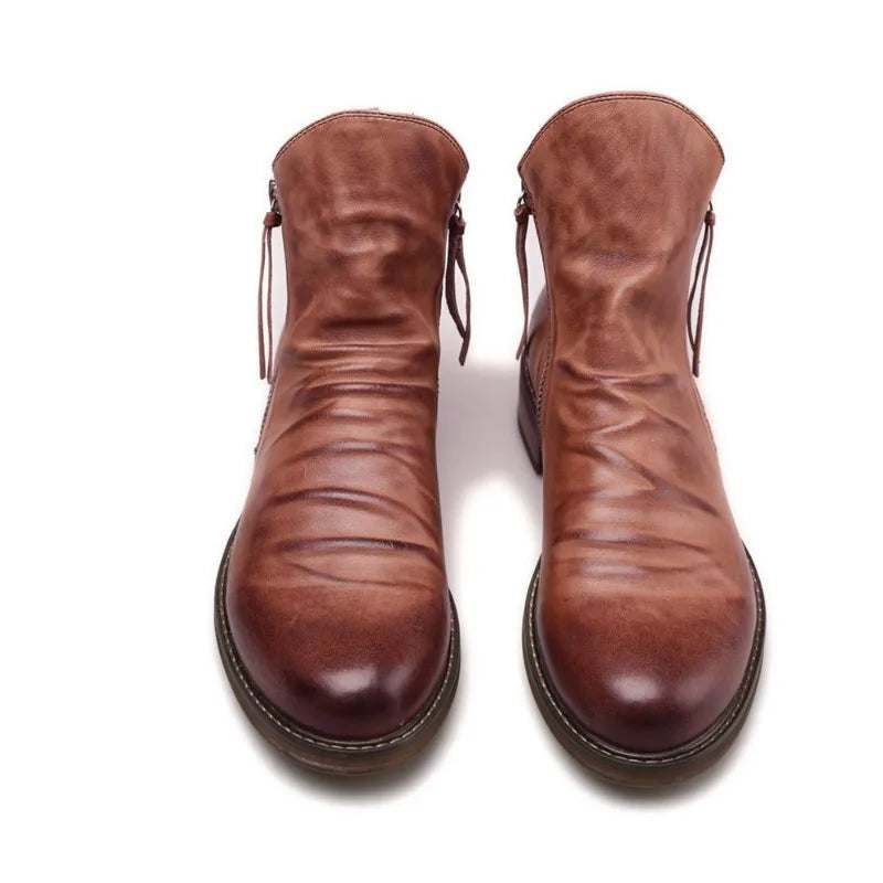 Caleb™ | Botines Chelsea de piel con cremallera lateral