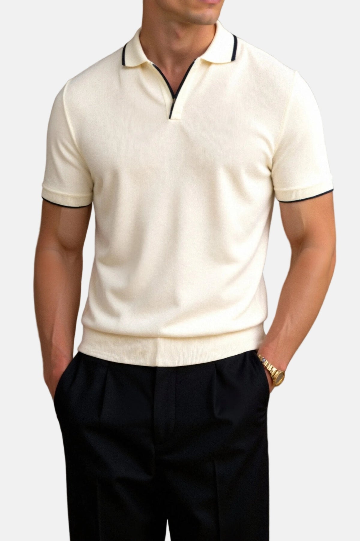 Wade™ | Polo de punto de manga corta con cuello abierto
