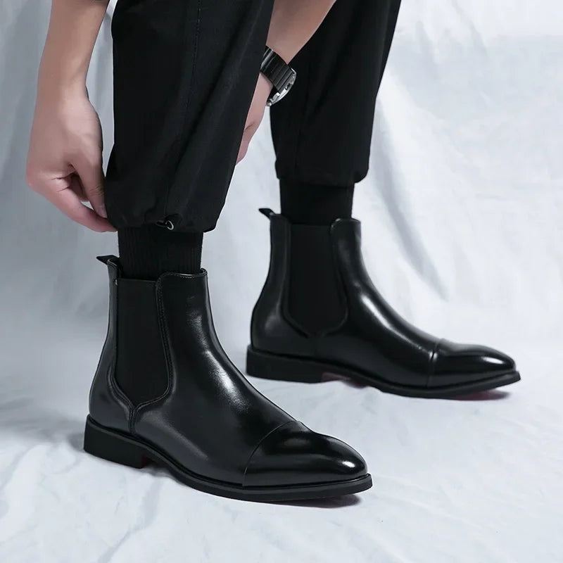 Landon™ | Botines Chelsea de piel con suela en contraste