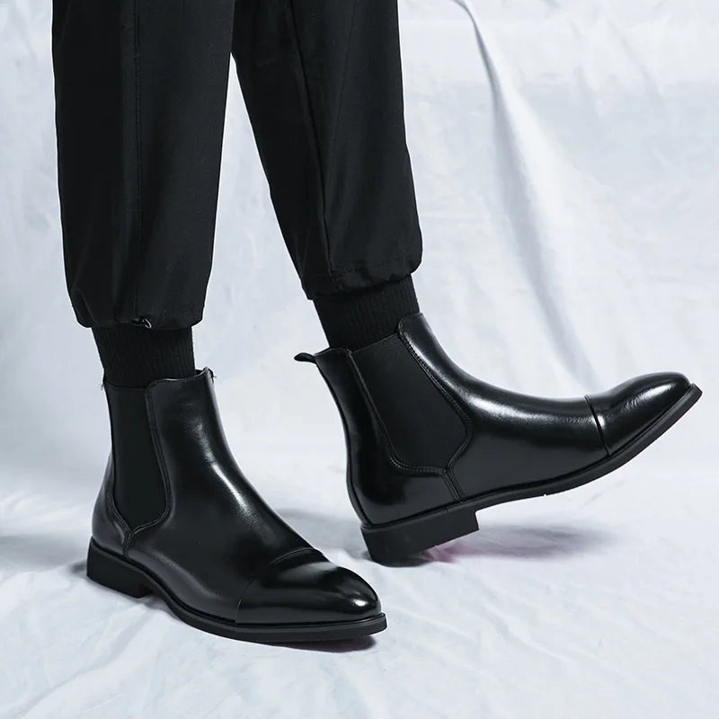 Landon™ | Botines Chelsea de piel con suela en contraste
