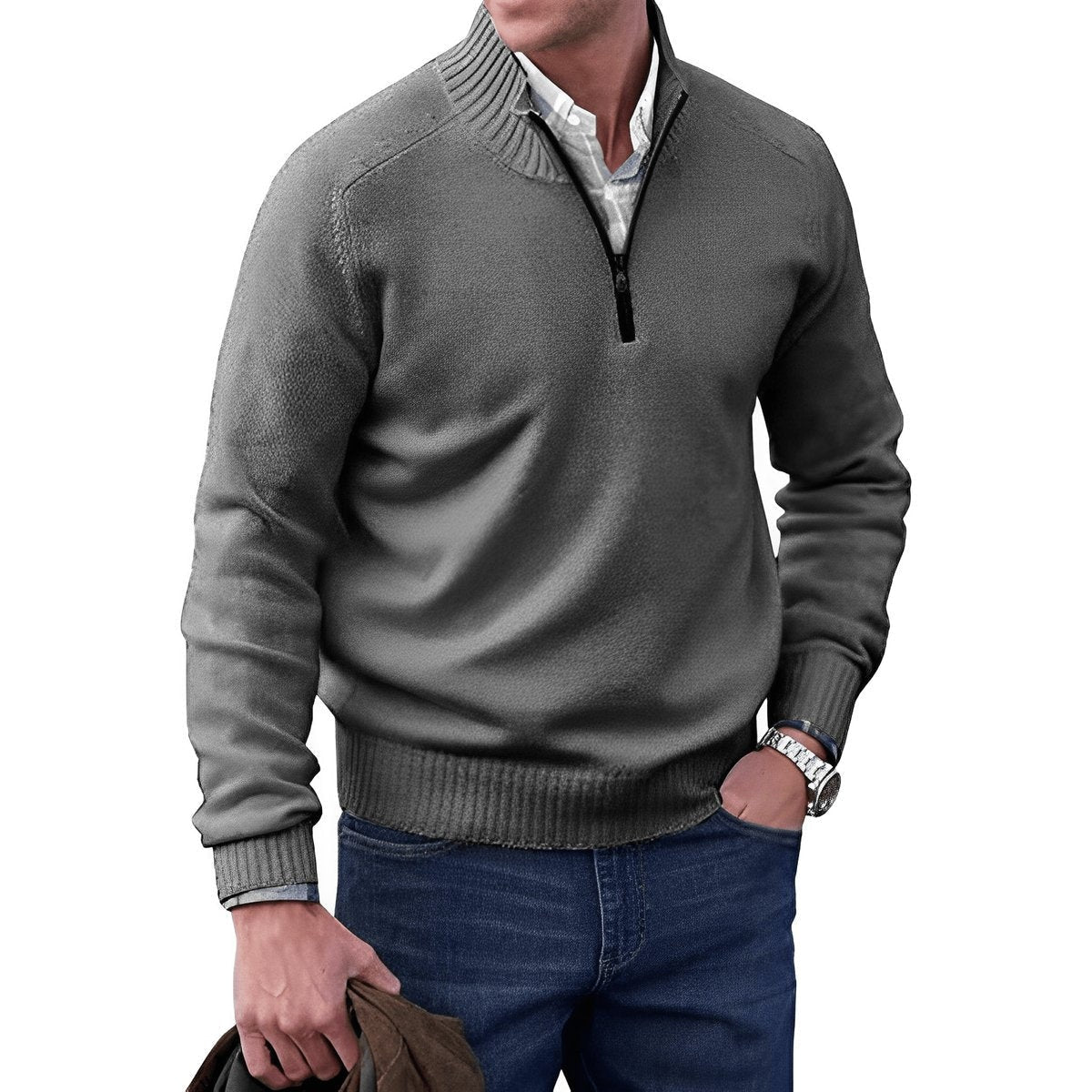 Jonah™ | Jersey de punto con cuello alto y media cremallera