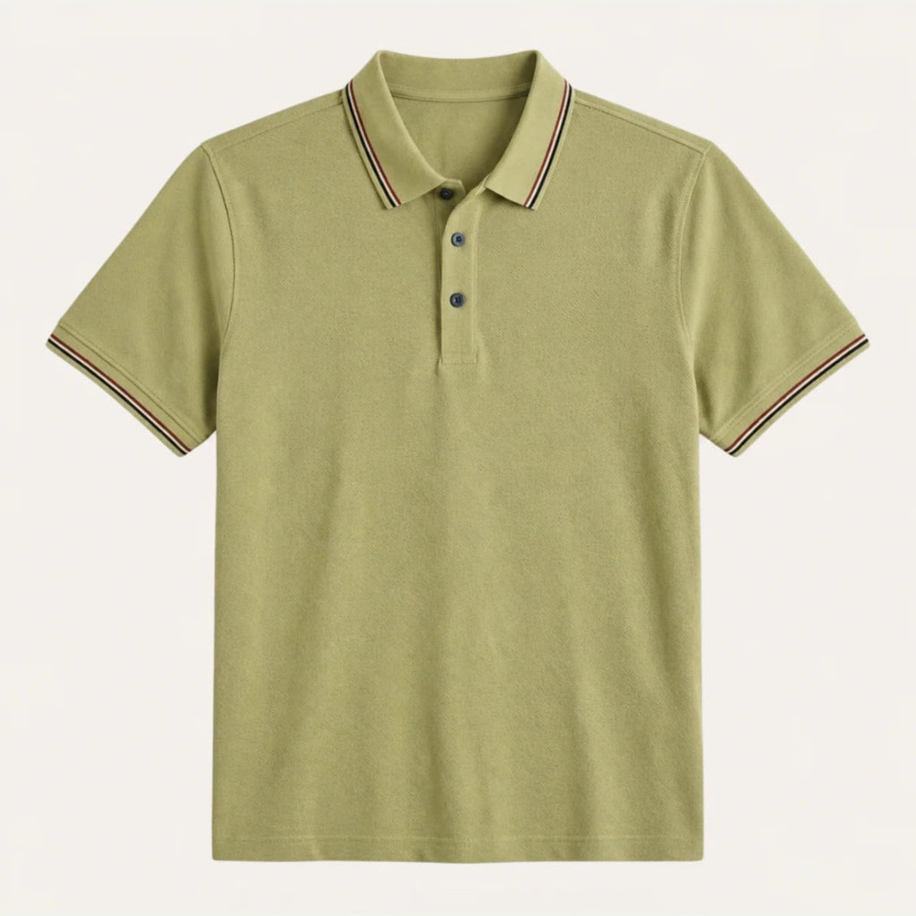Troy™ | Polo de algodón con cuello de rayas en contraste