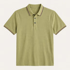 Troy™ | Polo de algodón con cuello de rayas en contraste
