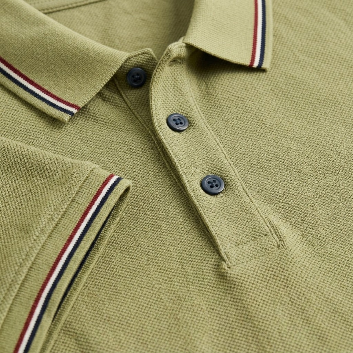 Troy™ | Polo de algodón con cuello de rayas en contraste