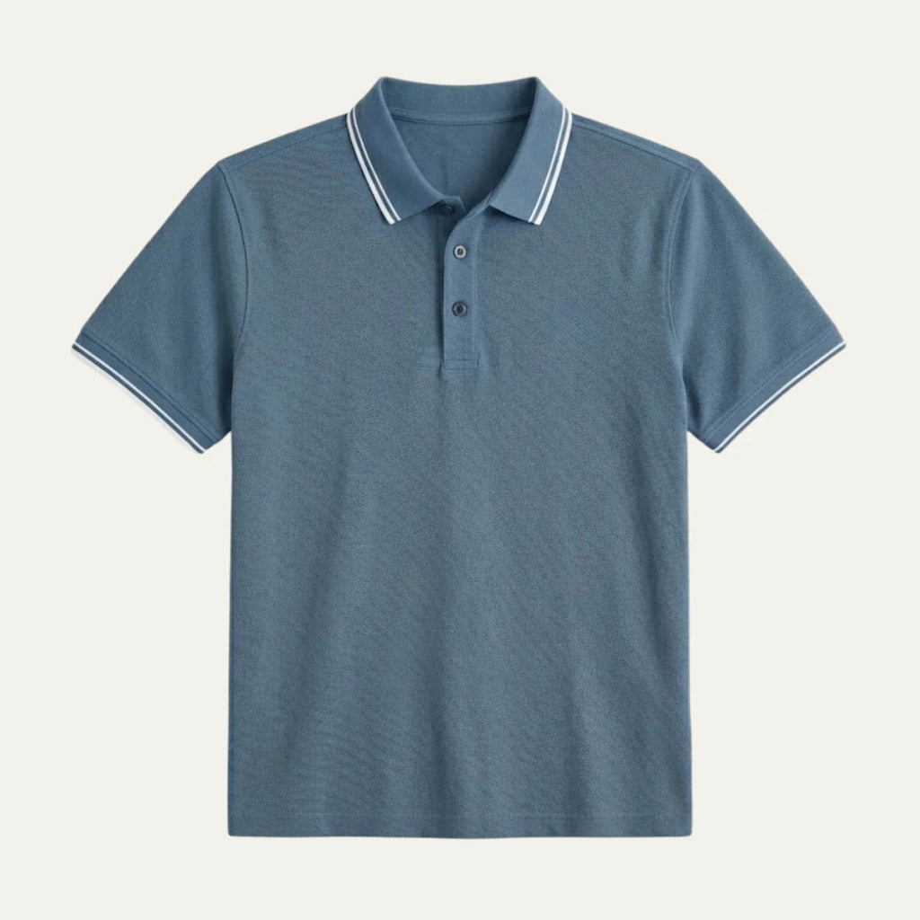 Troy™ | Polo de algodón con cuello de rayas en contraste