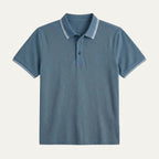 Troy™ | Polo de algodón con cuello de rayas en contraste