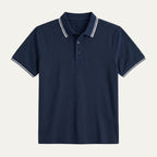 Troy™ | Polo de algodón con cuello de rayas en contraste