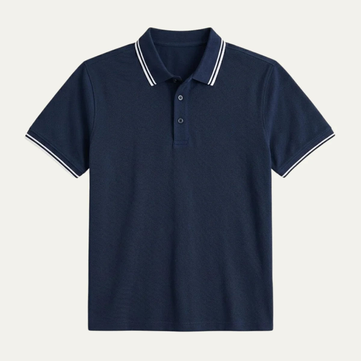 Troy™ | Polo de algodón con cuello de rayas en contraste