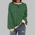 Alexa™ | Sudadera oversize de rayas con cuello redondo