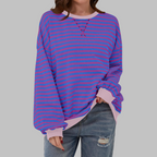 Alexa™ | Sudadera oversize de rayas con cuello redondo