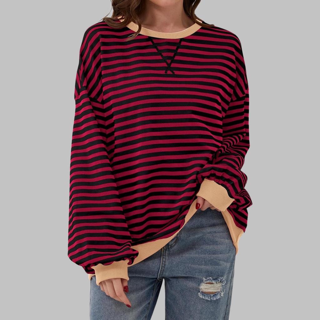 Alexa™ | Sudadera oversize de rayas con cuello redondo
