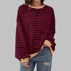 Alexa™ | Sudadera oversize de rayas con cuello redondo
