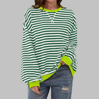 Alexa™ | Sudadera oversize de rayas con cuello redondo