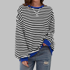 Alexa™ | Sudadera oversize de rayas con cuello redondo