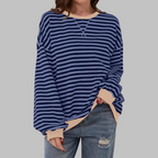 Alexa™ | Sudadera oversize de rayas con cuello redondo
