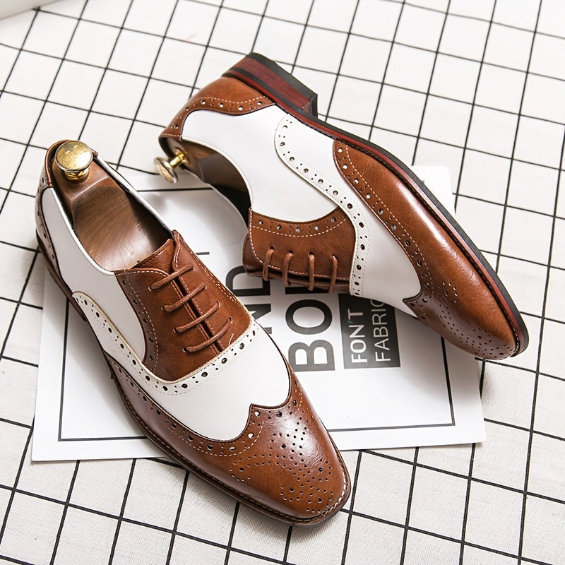 Oliver™ | Zapatos oxford brogue bicolor de piel con cordones