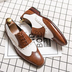 Oliver™ | Zapatos oxford brogue bicolor de piel con cordones