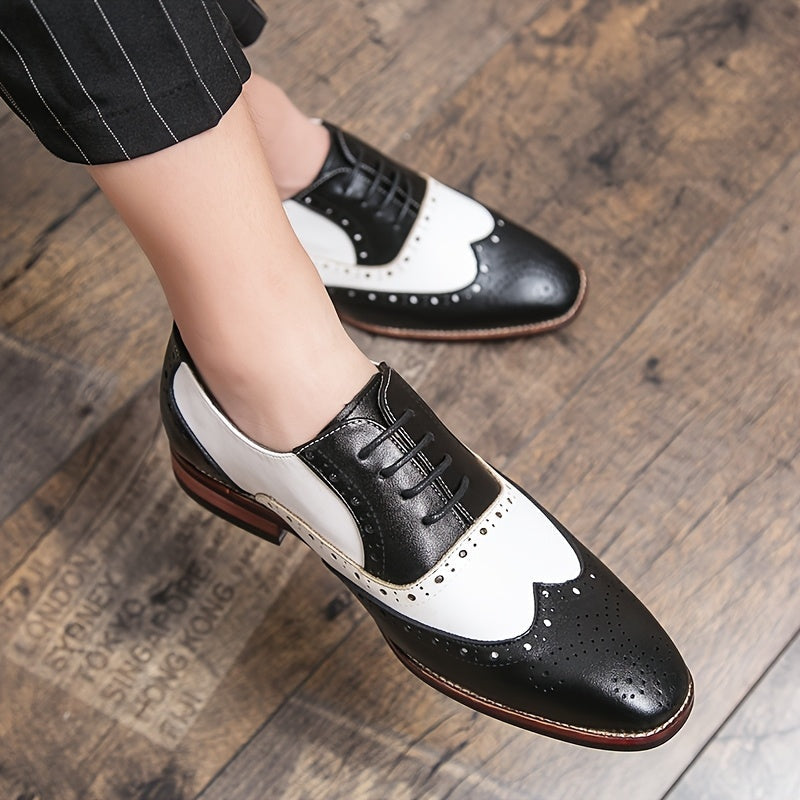 Oliver™ | Zapatos oxford brogue bicolor de piel con cordones