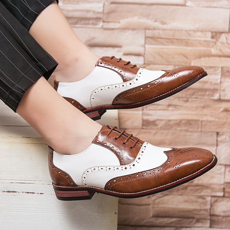 Oliver™ | Zapatos oxford brogue bicolor de piel con cordones