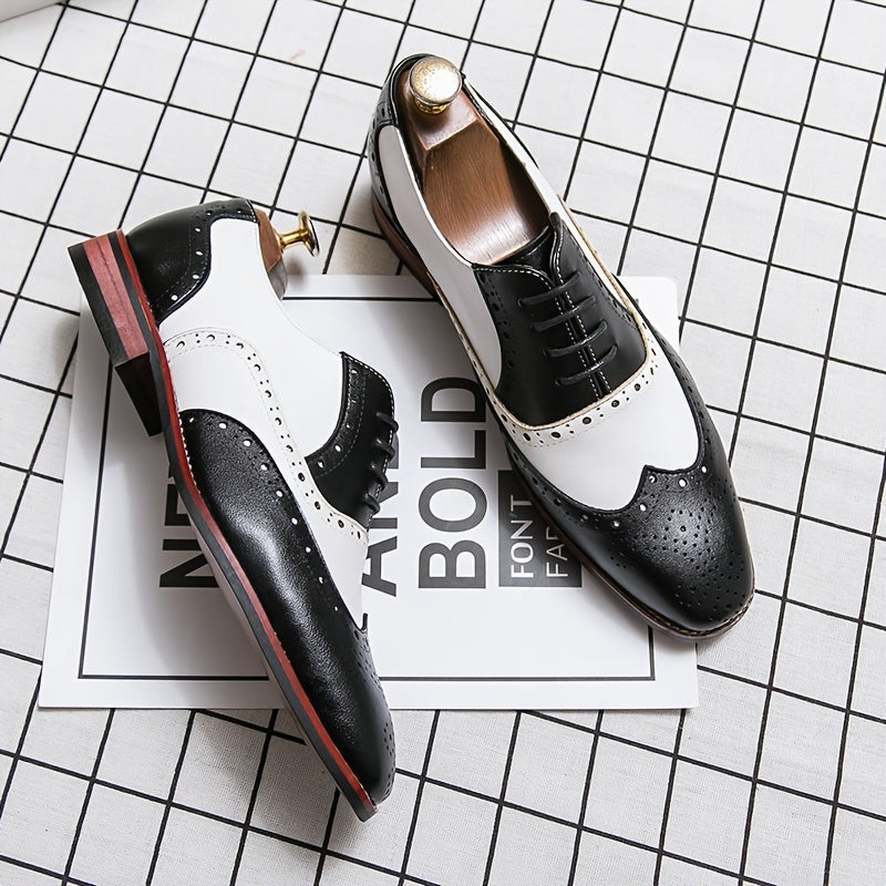 Oliver™ | Zapatos oxford brogue bicolor de piel con cordones