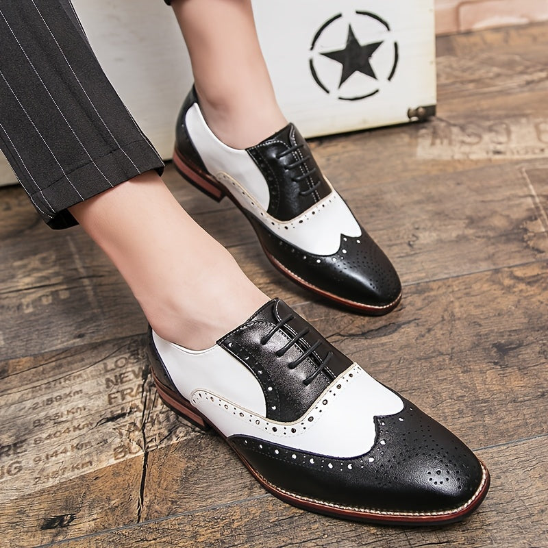 Oliver™ | Zapatos oxford brogue bicolor de piel con cordones