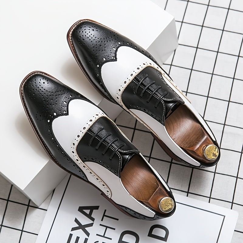 Oliver™ | Zapatos oxford brogue bicolor de piel con cordones