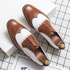 Oliver™ | Zapatos oxford brogue bicolor de piel con cordones