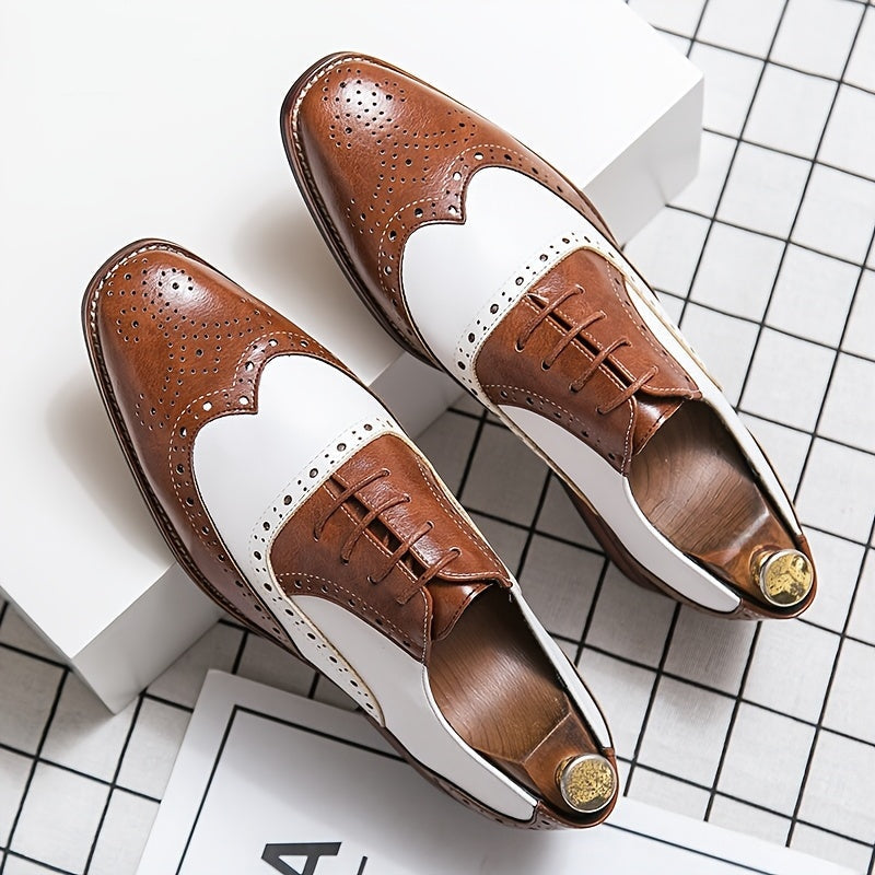 Oliver™ | Zapatos oxford brogue bicolor de piel con cordones