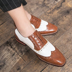 Oliver™ | Zapatos oxford brogue bicolor de piel con cordones