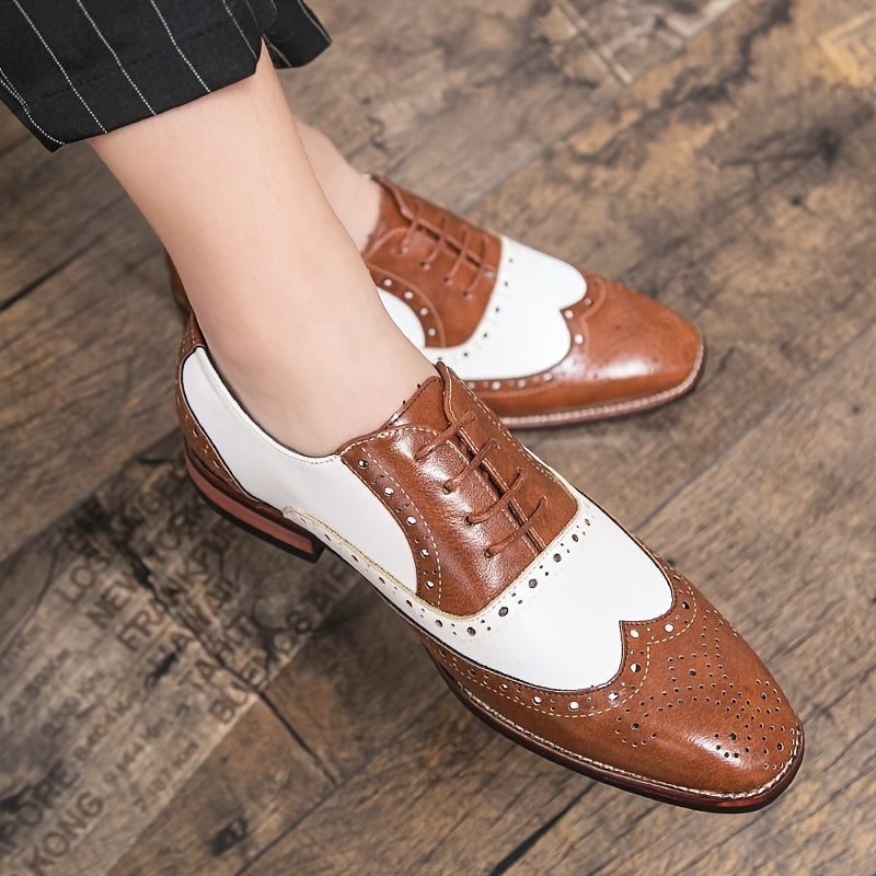 Oliver™ | Zapatos oxford brogue bicolor de piel con cordones