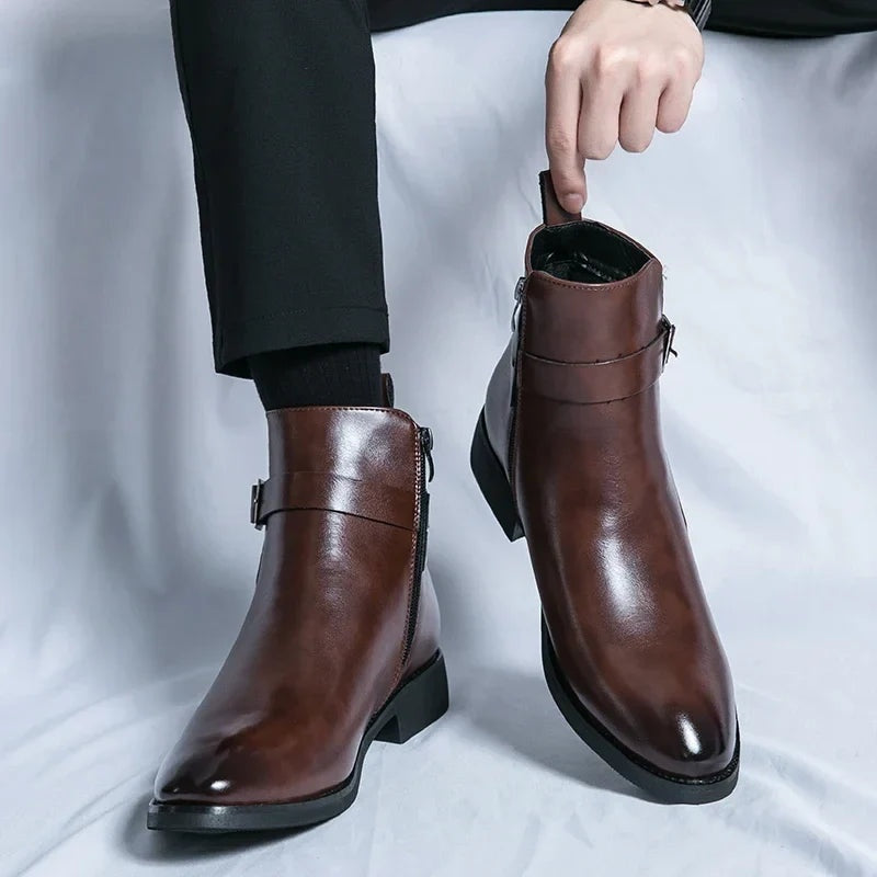 Asher™ | Botines Chelsea de piel con cremallera lateral