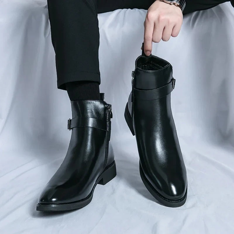 Asher™ | Botines Chelsea de piel con cremallera lateral
