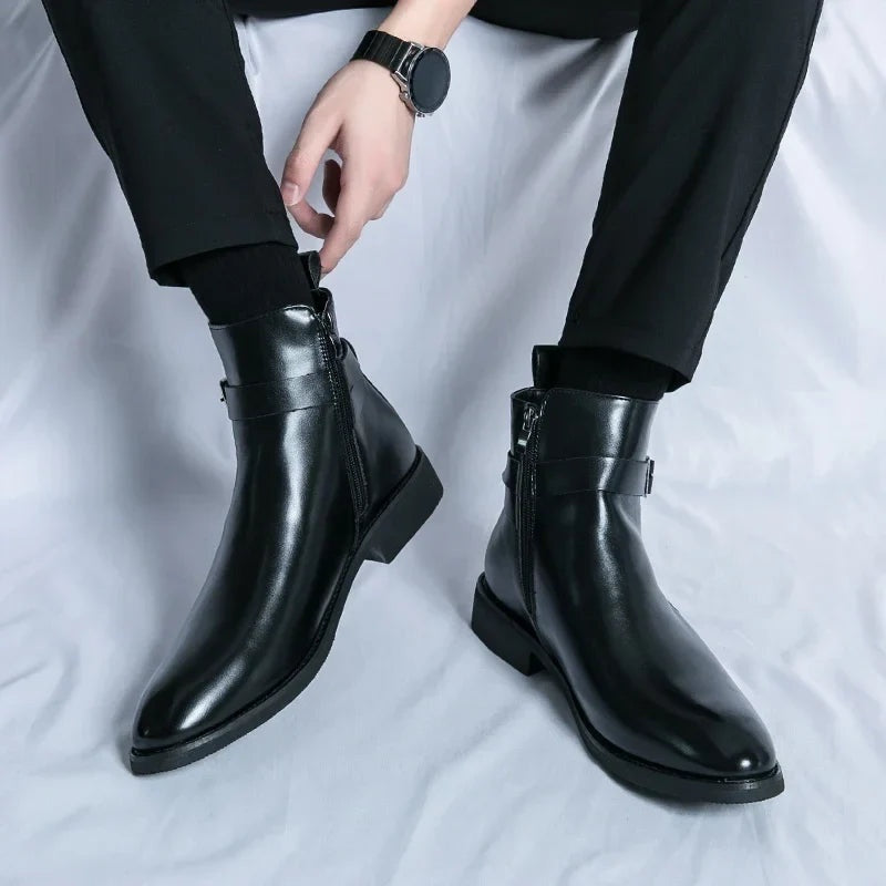 Asher™ | Botines Chelsea de piel con cremallera lateral