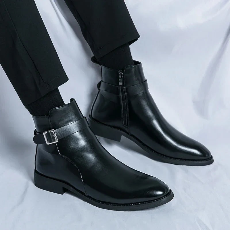 Asher™ | Botines Chelsea de piel con cremallera lateral