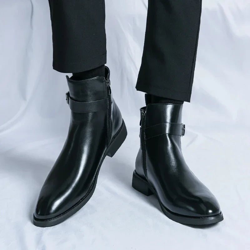 Asher™ | Botines Chelsea de piel con cremallera lateral
