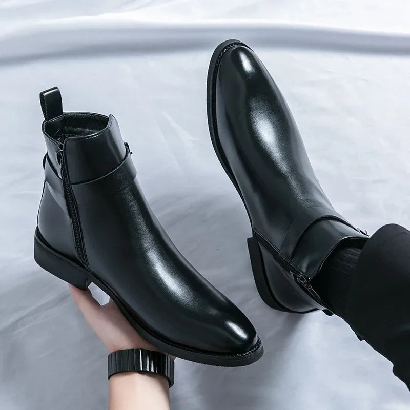 Asher™ | Botines Chelsea de piel con cremallera lateral