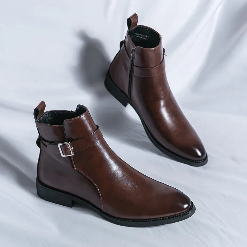 Asher™ | Botines Chelsea de piel con cremallera lateral